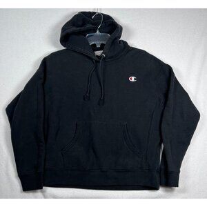 Champion Reverse Weave Hoodie Youth LG Black Sweatshirt‎ Vintage Pullover